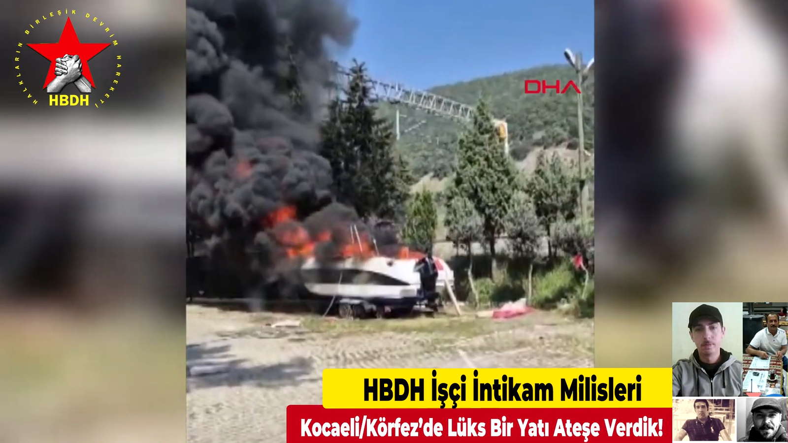 HBDH İşçi İntikam Milisleri; “Kocaeli/Körfez’de Lüks Bir Yatı Ateşe Verdik!”