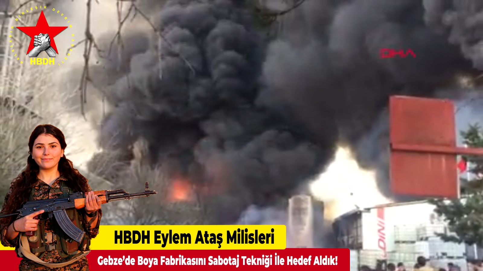 HBDH Eylem Ataş Milisleri; “Gebze’de Boya Fabrikasını Sabotaj Tekniği İle Hedef Aldık!”